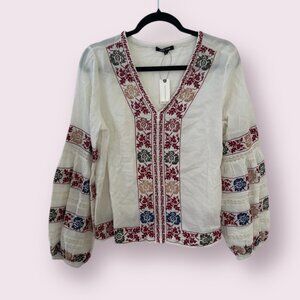 ⭐️ Love Sam Embroidered Hipster Hippie Peasant Chic Cottage Coquette Blouse Top